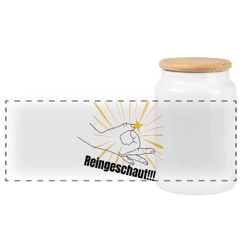 Poing de force dans l’auréole - Boîte à biscuits avec couvercle en bois - blanc - Devant