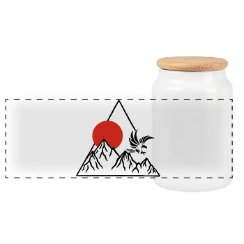 The Roof of the World (Black) - Panoramic Cookie Jar with Wooden Lid - white - Front