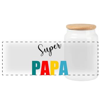 CHRISTMAS. YEAR. ANNIVERSARY. RETIREMENT. DAD. MAMAM. - Panoramic Cookie Jar with Wooden Lid - white - Front