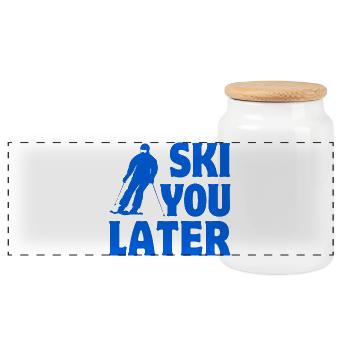 Skifahren, Skifahren, Skifahren - Panorama Keksdose mit Holzdeckel - Weiß - Vorne