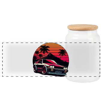 JDM-Auto Japanische Retro-Autorenn-Drift-Legende - Panorama Keksdose mit Holzdeckel - Weiß - Vorne