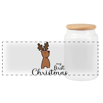 my first christmas design - Panorama Keksdose mit Holzdeckel - Weiß - Vorne