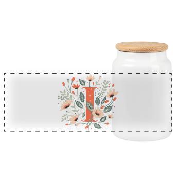 I typography floral - Panorama Keksdose mit Holzdeckel - Weiß - Vorne