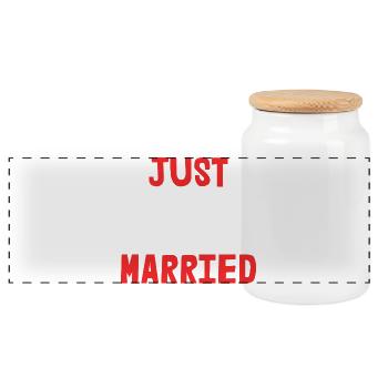 ICH HABE GERADE GEHEIRATET. Junggesellinnenabschied. VALENTINSTAG. PAAR. LIEBE - Panorama Keksdose mit Holzdeckel - Weiß - Vorne