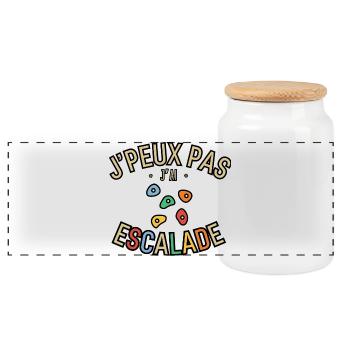 J'peux pas j'ai Escalade - Boîte à biscuits avec couvercle en bois - blanc - Devant
