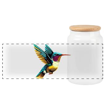 Kolibri - Panorama Keksdose mit Holzdeckel - Weiß - Vorne