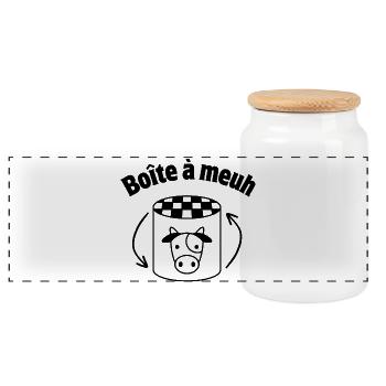 vache, jouet, boîte à vache, boîte à meuh - Boîte à biscuits avec couvercle en bois - blanc - Devant