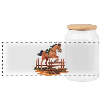 cheval, équitation, centre équestre - Boîte à biscuits avec couvercle en bois - blanc - Devant