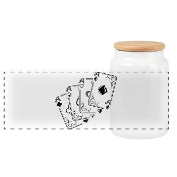 Cards Icon Playing Cards Sheet Poker Skat Player - Panoramic Cookie Jar with Wooden Lid - white - Front