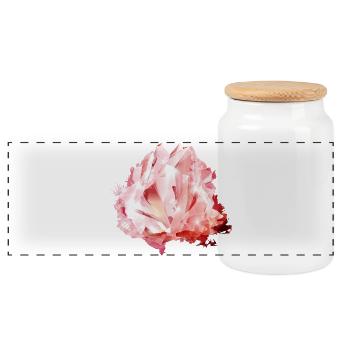 Bright Pink Rose Quartz Crystal Motif - Panoramic Cookie Jar with Wooden Lid - white - Front