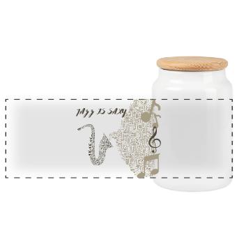Conception de saxophone musical en notes - Boîte à biscuits avec couvercle en bois - blanc - Devant