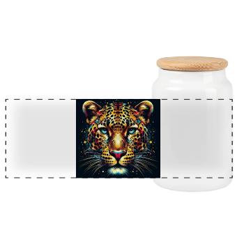 Leopard - Panorama Keksdose mit Holzdeckel - Weiß - Vorne