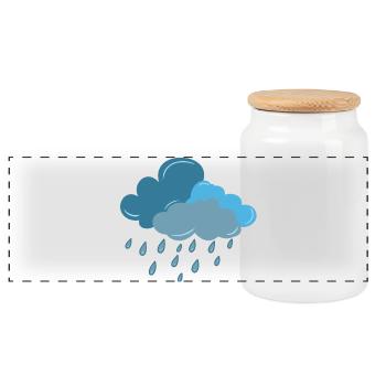 Cloud, Rain, Thunderstorm - Panoramic Cookie Jar with Wooden Lid - white - Front