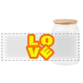 LOVE - Panoramic Cookie Jar with Wooden Lid - white - Front