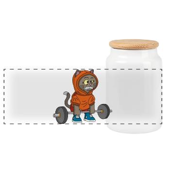 The power of the kitten - Panoramic Cookie Jar with Wooden Lid - white - Front