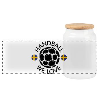 Nous aimons Handball Suède Handball joueur Illustration - Boîte à biscuits avec couvercle en bois - blanc - Devant
