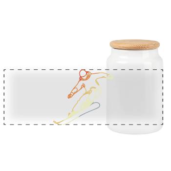 Snowboarder Sketch - Panoramic Cookie Jar with Wooden Lid - white - Front