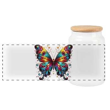 Schmetterling - Panorama Keksdose mit Holzdeckel - Weiß - Vorne