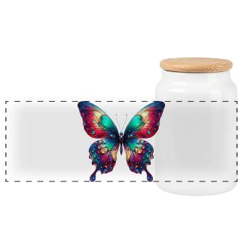 Papillon - Boîte à biscuits avec couvercle en bois - blanc - Devant