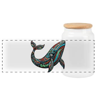 Baleine - Boîte à biscuits avec couvercle en bois - blanc - Devant