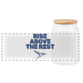 rise above the rest bird - Panoramic Cookie Jar with Wooden Lid - white - Front