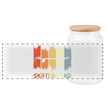 Skateboard Look rétro - Boîte à biscuits avec couvercle en bois - blanc - Devant