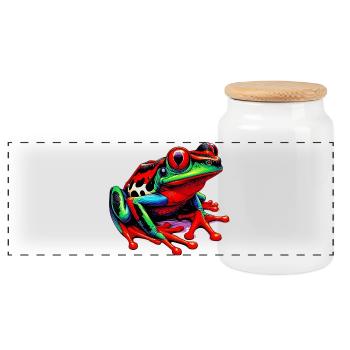 Frosch - Panorama Keksdose mit Holzdeckel - Weiß - Vorne