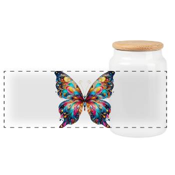 Papillon - Boîte à biscuits avec couvercle en bois - blanc - Devant