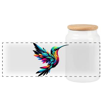 Kolibri - Panorama Keksdose mit Holzdeckel - Weiß - Vorne