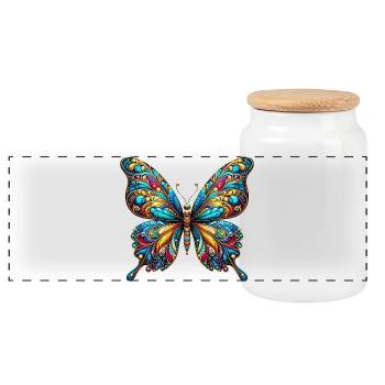 Schmetterling - Panorama Keksdose mit Holzdeckel - Weiß - Vorne