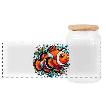Clownfisch - Panorama Keksdose mit Holzdeckel - Weiß - Vorne