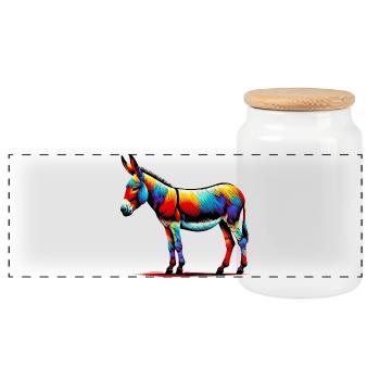 Donkey, Pacifier, Mule - Panoramic Cookie Jar with Wooden Lid - white - Front