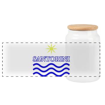 Sun and Waves Coastal Design - Panoramic Cookie Jar with Wooden Lid - white - Front