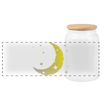 Mond und Sterne - Panorama Keksdose mit Holzdeckel - Weiß - Vorne
