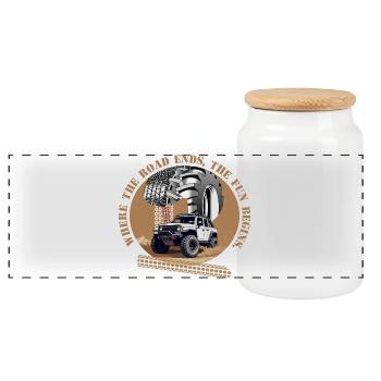 Conducteur tout-terrain - Boîte à biscuits avec couvercle en bois - blanc - Devant