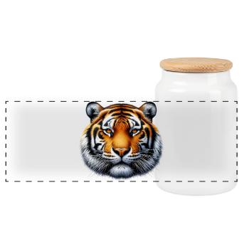 Tiger - Panoramic Cookie Jar with Wooden Lid - white - Front