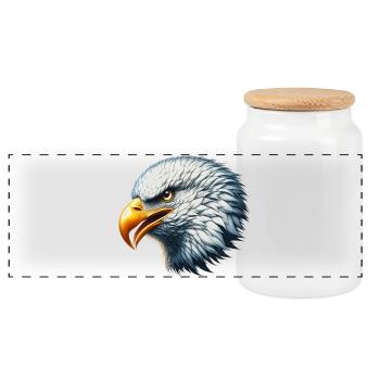 Eagle - Panoramic Cookie Jar with Wooden Lid - white - Front