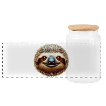 Sloth - Panoramic Cookie Jar with Wooden Lid - white - Front