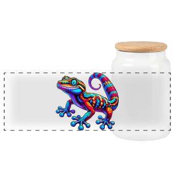 Gecko - Boîte à biscuits avec couvercle en bois - blanc - Devant