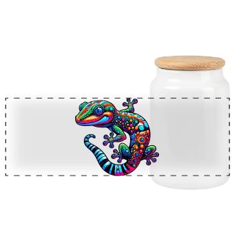 Gecko - Boîte à biscuits avec couvercle en bois - blanc - Devant