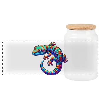 Gecko - Boîte à biscuits avec couvercle en bois - blanc - Devant
