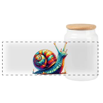 Schnecke - Panorama Keksdose mit Holzdeckel - Weiß - Vorne