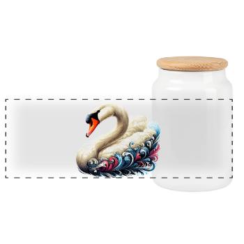 Cygne - Boîte à biscuits avec couvercle en bois - blanc - Devant