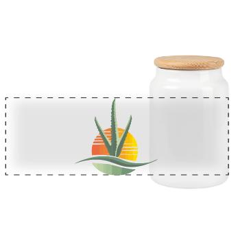 Aloe Logo - Panoramic Cookie Jar with Wooden Lid - white - Front