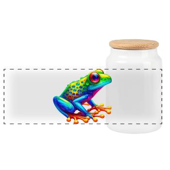 Frog - Panoramic Cookie Jar with Wooden Lid - white - Front