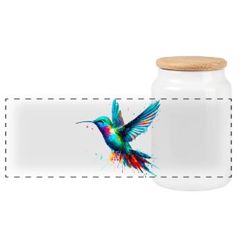 Kolibri - Panorama Keksdose mit Holzdeckel - Weiß - Vorne