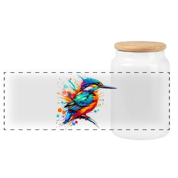 Martin-pêcheur - Boîte à biscuits avec couvercle en bois - blanc - Devant