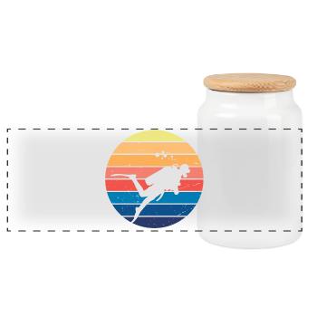 Retro Vibe Diver - Panoramic Cookie Jar with Wooden Lid - white - Front