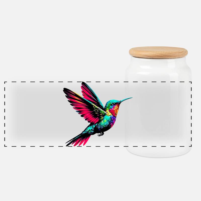 Kolibri - Panorama Keksdose mit Holzdeckel - Weiß