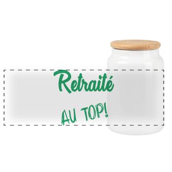 RETIREMENT. RETIREMENT. RETIRED - Panoramic Cookie Jar with Wooden Lid - white - Front